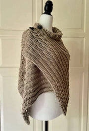 Shawl Beginner Button Wrap Crochet Pattern