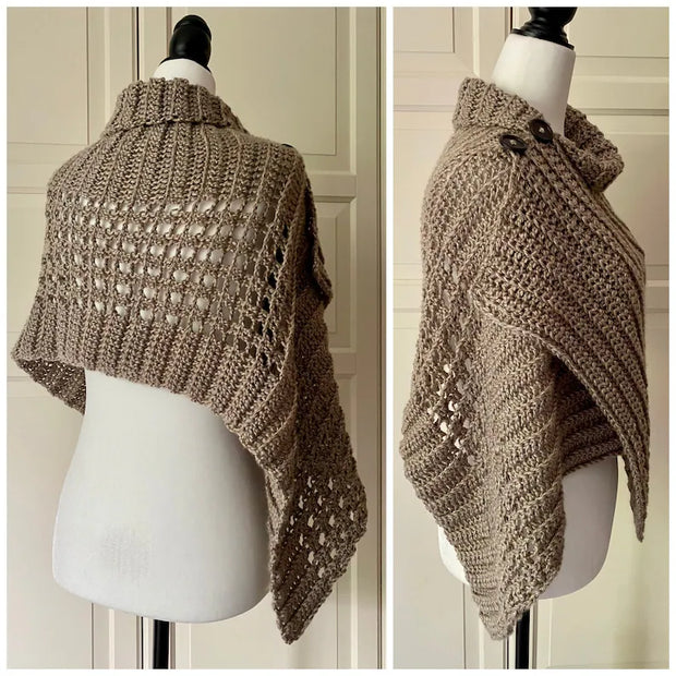 Shawl Beginner Button Wrap Crochet Pattern