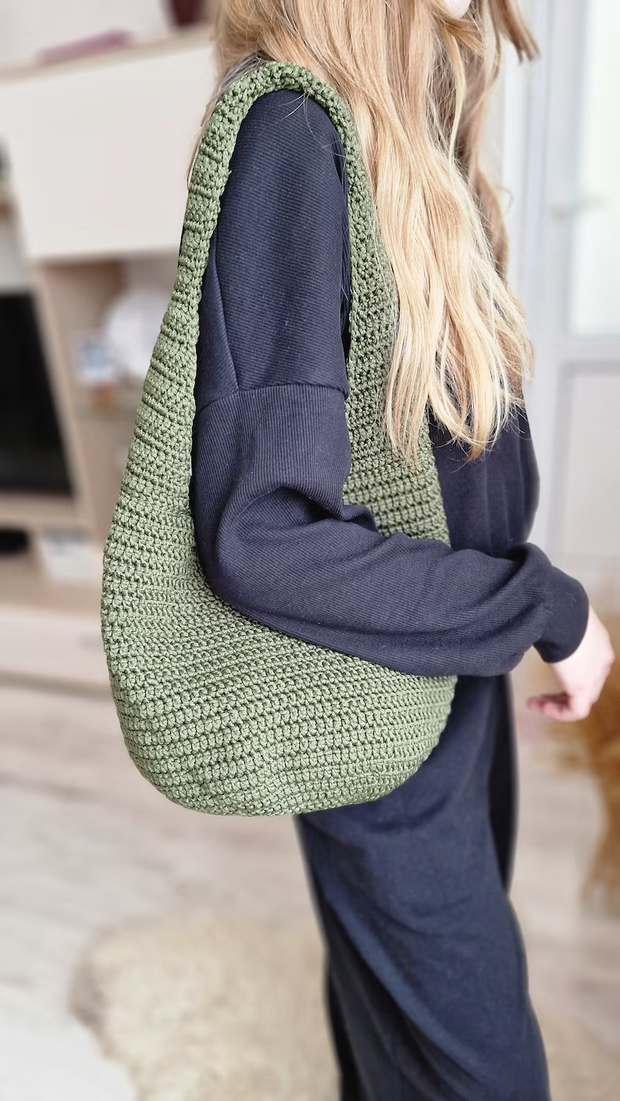 Crochet pattern polyester cord bag.