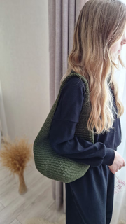 Crochet pattern polyester cord bag.