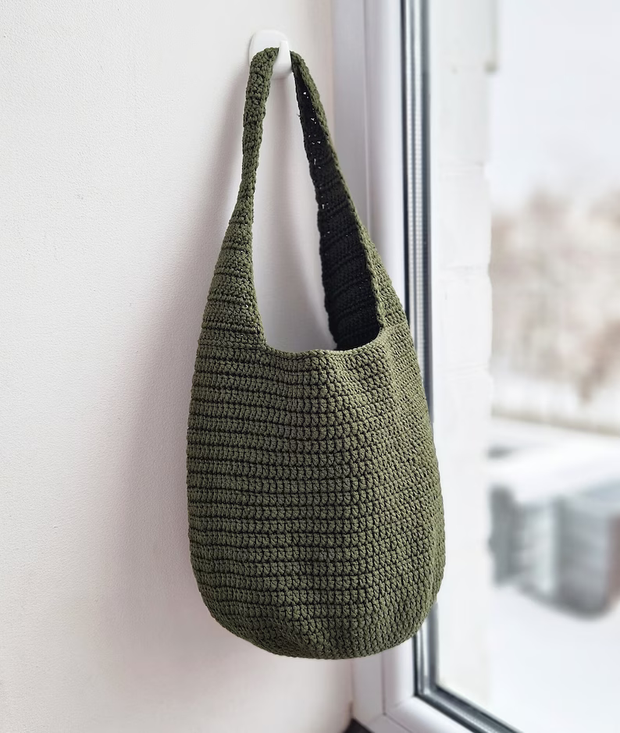 Crochet pattern polyester cord bag.