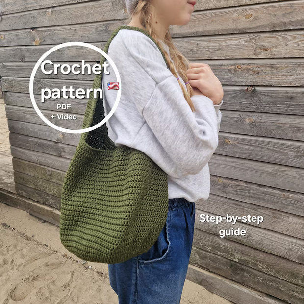 Crochet pattern polyester cord bag.