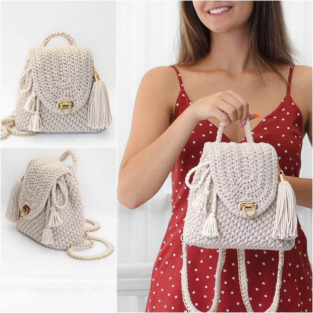 the AMALFI backpack Crochet pattern