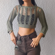 Cable Mesh Sweater Crochet Pattern (English)