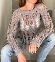 Cable Mesh Sweater Crochet Pattern (English)