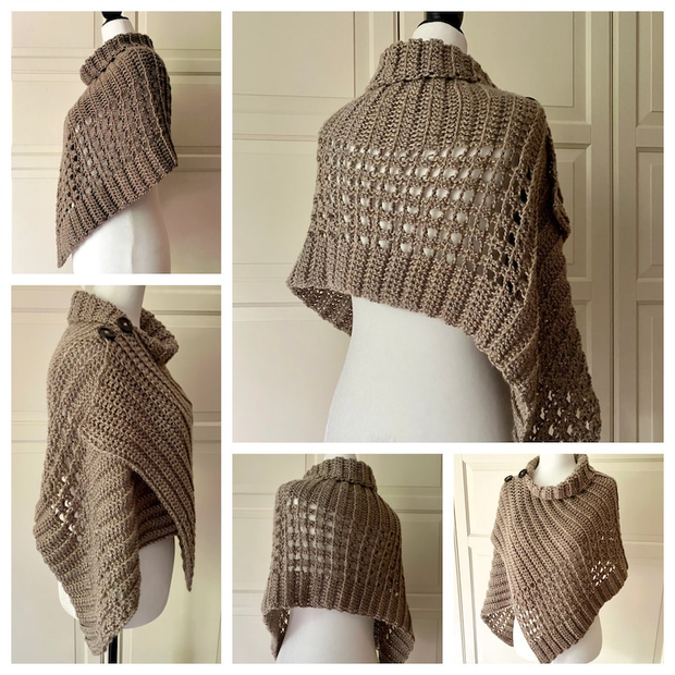 Shawl Beginner Button Wrap Crochet Pattern